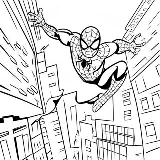 Spider Man Swinging Through City Coloring Page 5197-4270