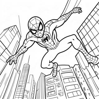 Spider Man Swinging Through City Coloring Page 5197-4271