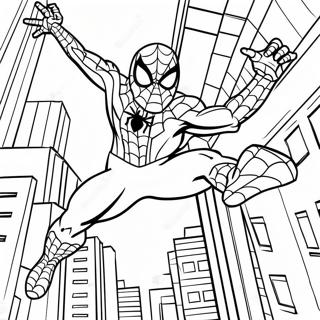 Spider Man Swinging Through City Coloring Page 5197-4272