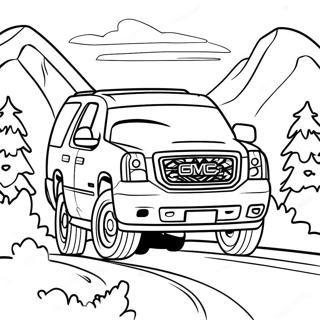 Sporty Gmc Yukon Driving Through Mountains Coloring Page 52094-41582