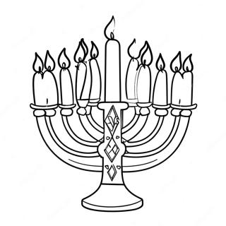 Colorful Menorah With Candles Coloring Page 5387-4406