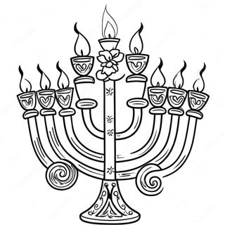 Colorful Menorah With Candles Coloring Page 5387-4408