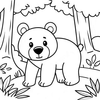 Adorable Brown Bear In Forest Coloring Page 5397-4424