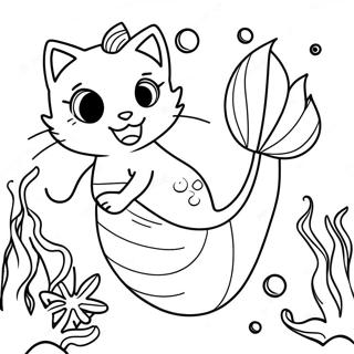 Mermaid Cat Coloring Pages