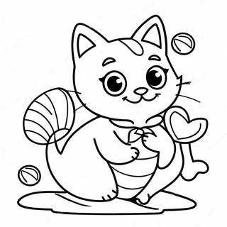 Playful Mermaid Cat With Shells Coloring Page 5407-4425