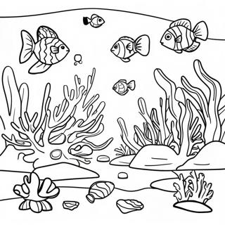 Colorful Coral Reef Scene Coloring Page 5437-4446