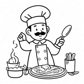 Cheerful Chef Cooking Coloring Page 55774-44502