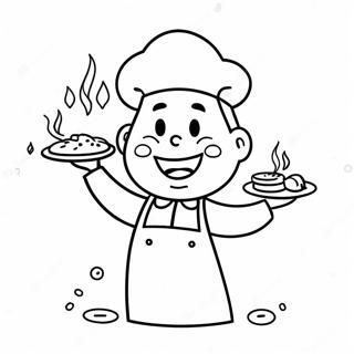 Cheerful Chef Cooking Coloring Page 55774-44503