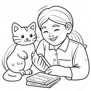 Vet Tech Examining A Kitten Coloring Page 56344-44970