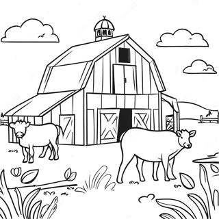 Rustic Barn And Animals Coloring Page 5827-4763