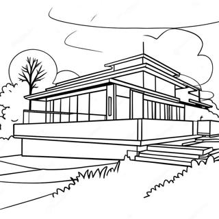 Frank Lloyd Wright Architectural Design Coloring Page 58323-46791