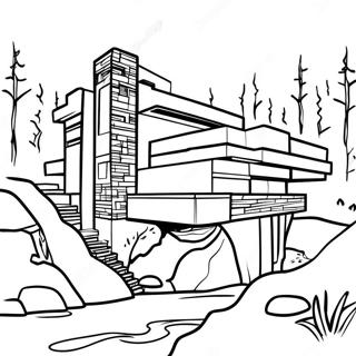 Fallingwater House Coloring Page 58324-46798