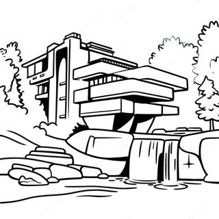 Fallingwater House Coloring Page 58324-46799