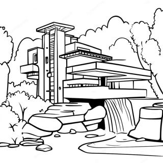 Fallingwater House Coloring Page 58324-46800