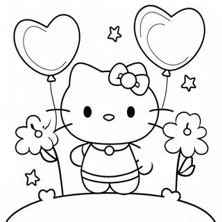 Hello Kitty With Colorful Balloons Coloring Page 5997-4897