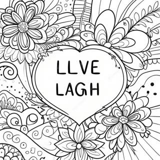 Colorful Live Laugh Love Typography Coloring Page 60354-48419