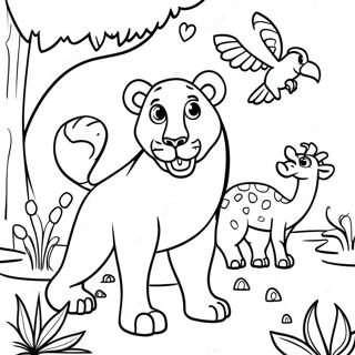 Detailed Jungle Animals Coloring Page 60614-48623