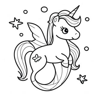 Sparkling Mermaid Unicorn Underwater Coloring Page 6107-4988
