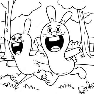 Funny Rabbids Playing In The Park Coloring Page 62234-49898