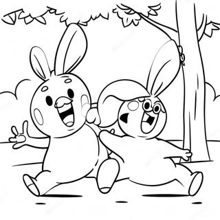 Funny Rabbids Playing In The Park Coloring Page 62234-49899