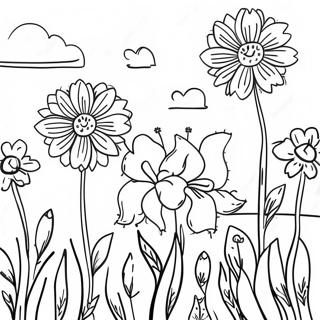 Field With Colorful Flowers Coloring Page 62463-50082