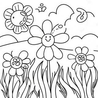Field With Colorful Flowers Coloring Page 62463-50083