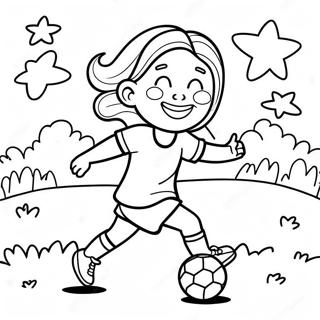 Girl Playing Soccer With A Bright Smile Coloring Page 65203-52262