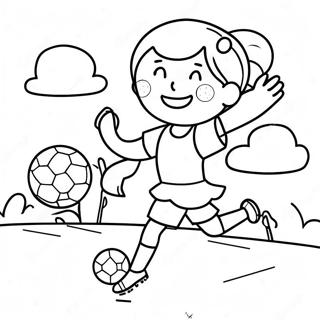 Girl Playing Soccer With A Bright Smile Coloring Page 65203-52263