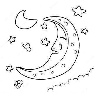 Twinkling Stars And Crescent Moon Coloring Page 65244-52289