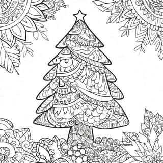 Festive Christmas Tree Zentangle Coloring Page 65254-52299