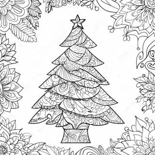 Festive Christmas Tree Zentangle Coloring Page 65254-52300