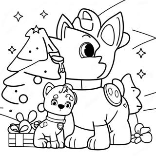 Charming Christmas Paw Patrol Scene Coloring Page 672-544