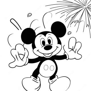 Mickey Mouse With Fireworks Coloring Page 67644-54235