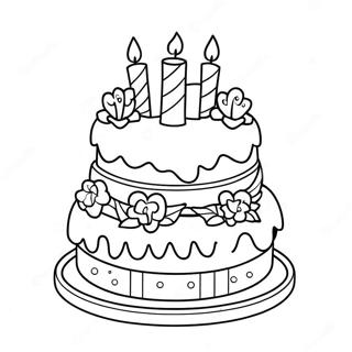 Colorful Birthday Cake For Mom Coloring Page 6767-5508