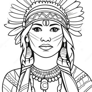 Realistic Native American Woman Coloring Pages