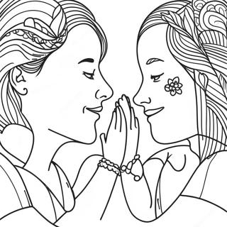 Mom And Daughter Holding Hands Coloring Page 6956-5654