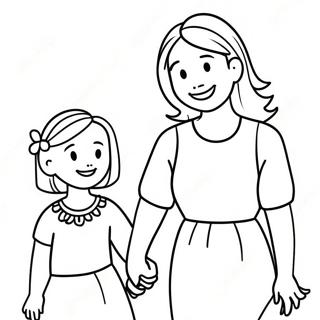 Mom And Daughter Holding Hands Coloring Page 6956-5655