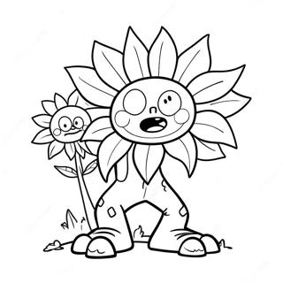 Gargantuar Zombie With Giant Sunflower Coloring Page 70054-56153