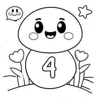 Cute Number 4 With Smiley Face Coloring Page 70204-56272