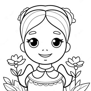 Cute Alexa With Flowers Coloring Page 72153-57816