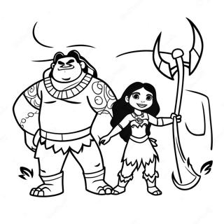 Moana And Maui Adventure Coloring Page 72-57