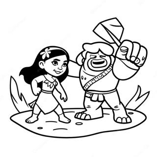 Moana And Maui Adventure Coloring Page 72-59