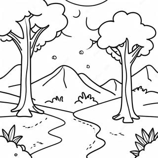 Minimalist Nature Scene Coloring Page 7336-5958