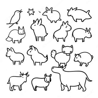 Minimalist Animal Silhouettes Coloring Page 7337-5964