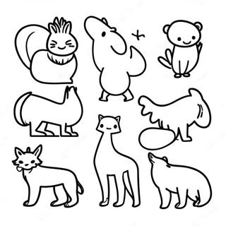 Minimalist Animal Silhouettes Coloring Page 7337-6060