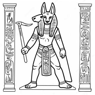 Anubis With Hieroglyphics Coloring Page 73513-58899