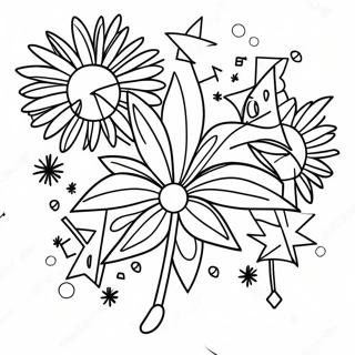 Festive New Year 2024 Fireworks Coloring Page 7397-6105