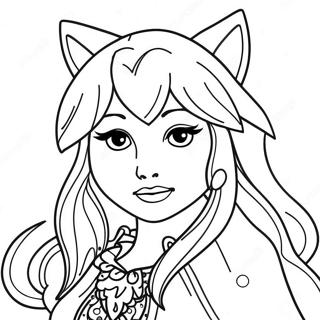 Wolf Anime Girl With Flowing Hair Coloring Page 751-614