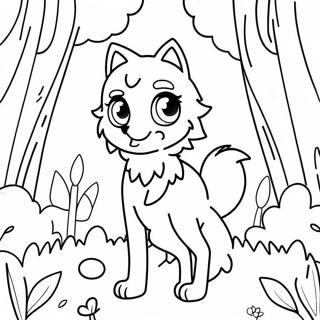 Cute Wolf Anime Girl In A Forest Coloring Page 752-612