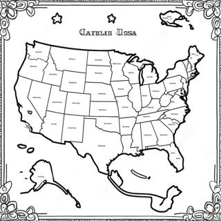 Detailed Usa Map Coloring Page 8017-6594